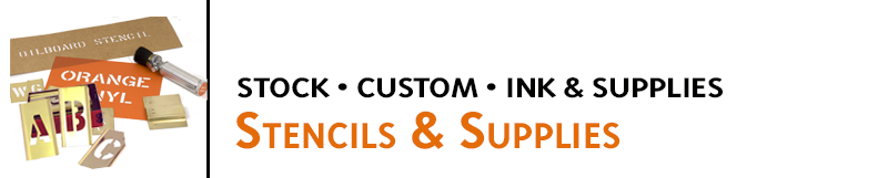 Stencils & Supplies for industrial, office, and home use. Custom stencils made to your specs. Order stock sets, ink, and applicators online for fast shipping.